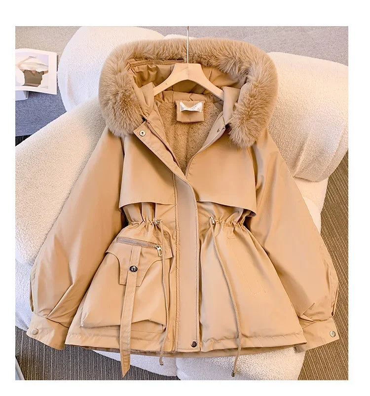 Lined Hood Down Jacket Winter Coat for Women