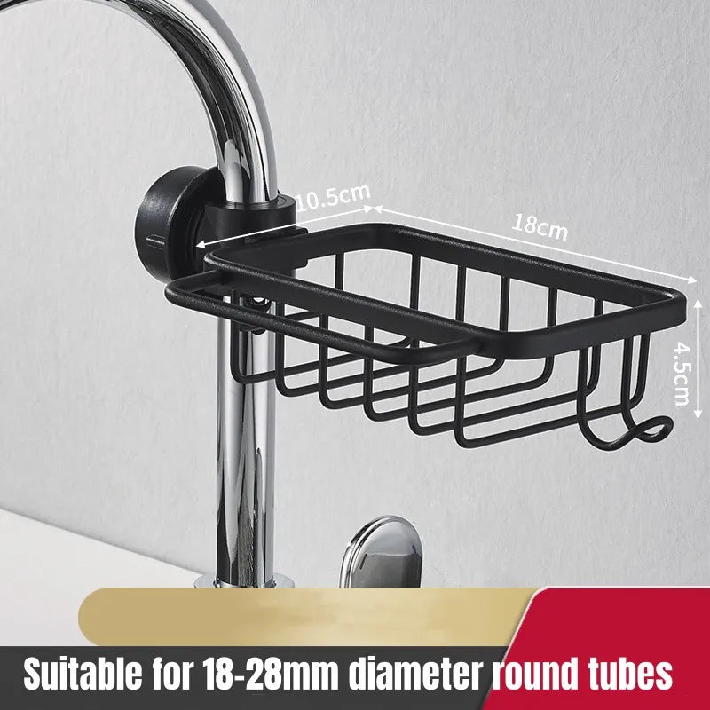 Adjustable Bathroom Faucet Storage Rack Drainage Shelf Sponge Dish Cloth Finishing Rack Shower