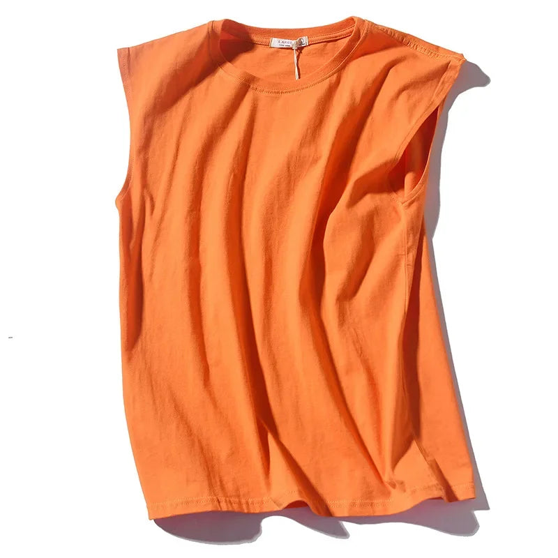 Men's Solid Color Vest Casual Sports  Cotton Round Neck Sleeveless T Shirt