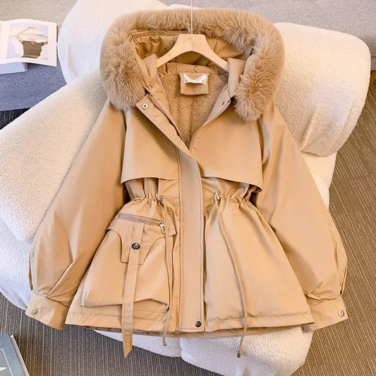 Lined Hood Down Jacket Winter Coat for Women