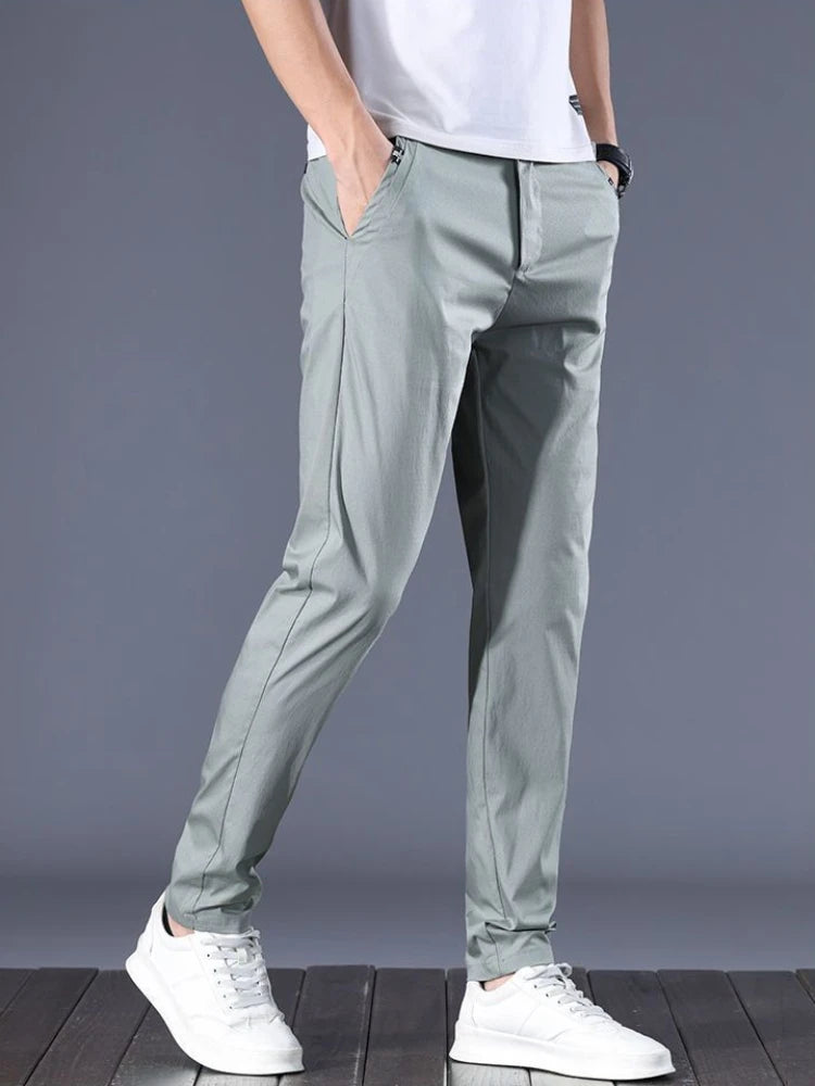 Male Suit Trousers Cotton Gray Straight Business   Classic