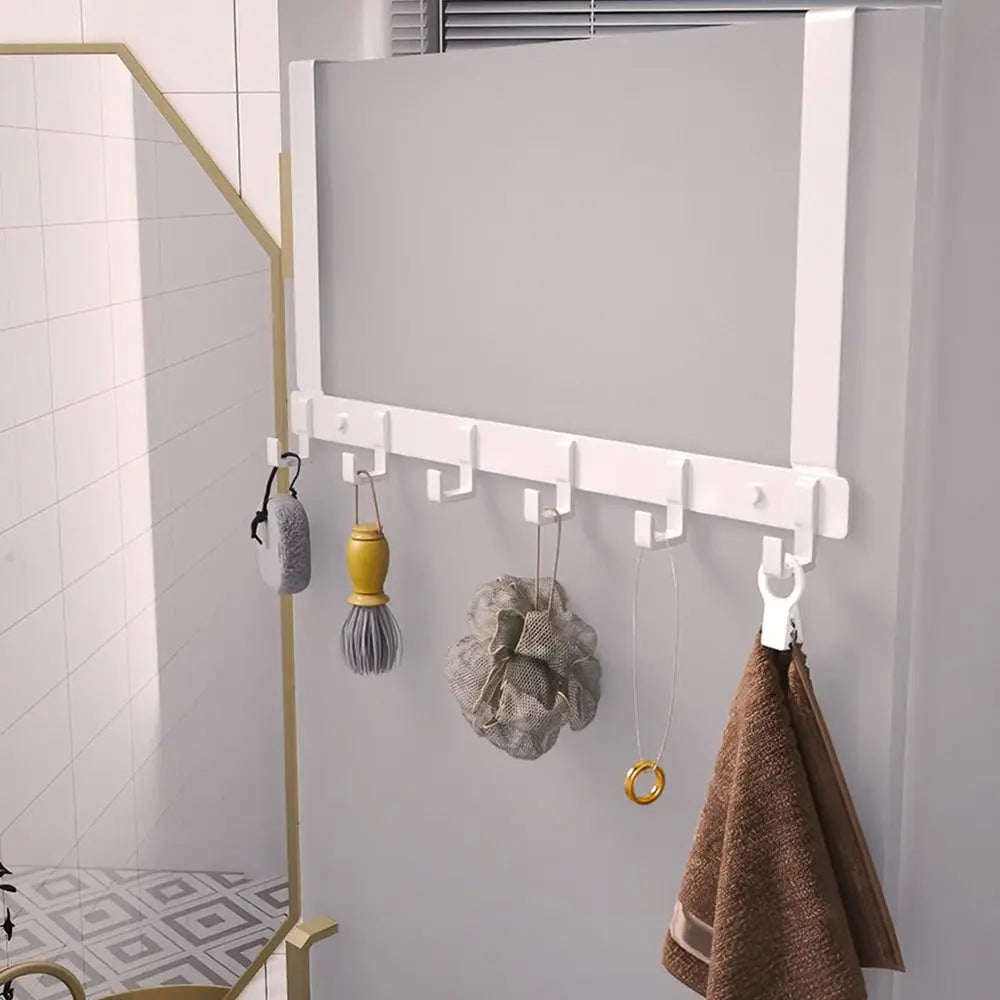 Hooks Over The Door 6 Hooks Clothes Coat Hat Towel Hanger Home Bathroom Organizer Rack Kitchen Accessories Holder