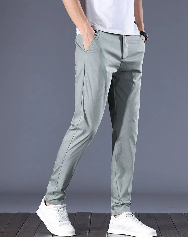 Male Suit Trousers Cotton Gray Straight Business   Classic