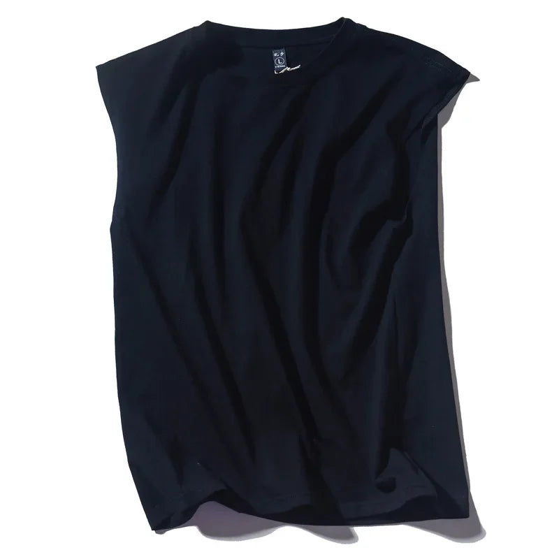 Men's Solid Color Vest Casual Sports  Cotton Round Neck Sleeveless T Shirt