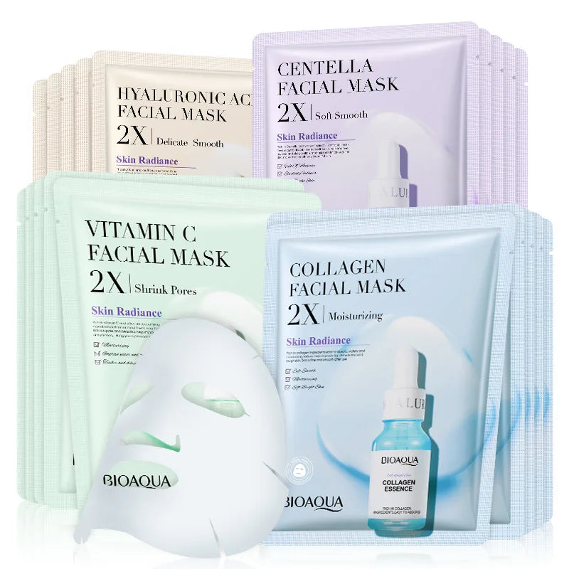 20pcs  Collagen Face Mask VC Moisturizing Refreshing Sheet Masks Hyaluronic Acid