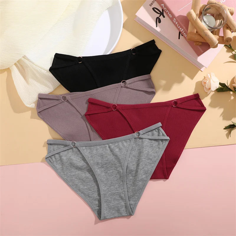 3PCS/Set Women Cotton Panties Sexy Low Rise Panties