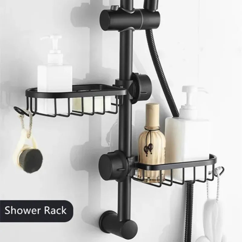 Adjustable Bathroom Faucet Storage Rack Drainage Shelf Sponge Dish Cloth Finishing Rack Shower