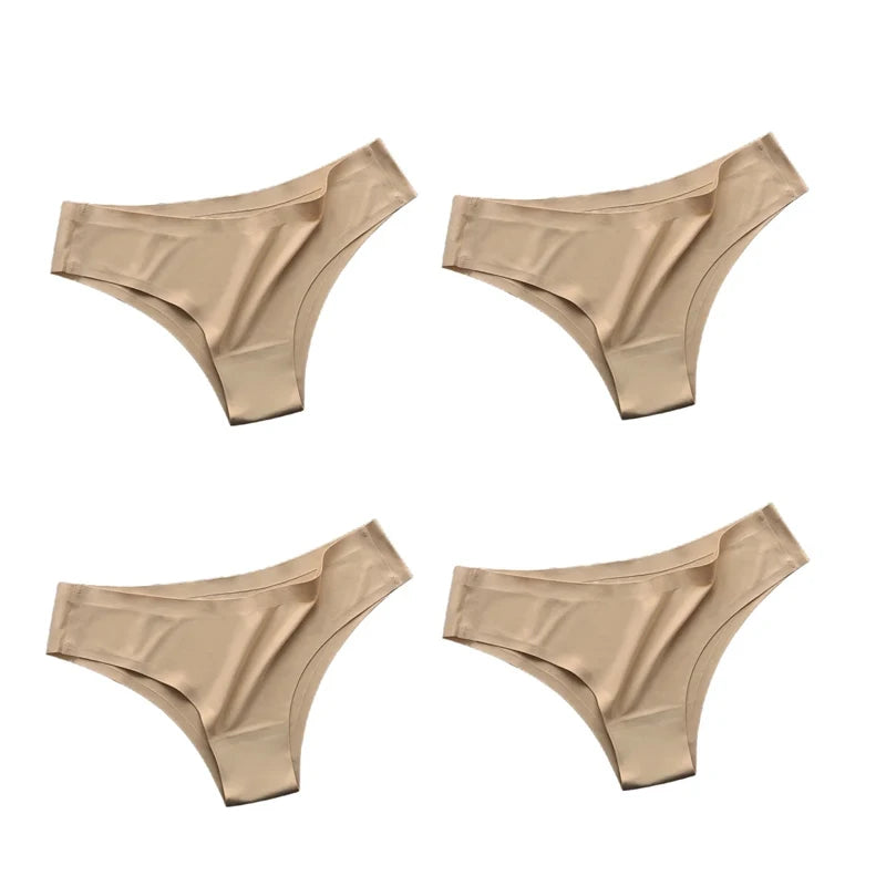 4PCS/Set Seamless Panties Women Sexy Underwear Ice Silk Underpants Low WaistG-string