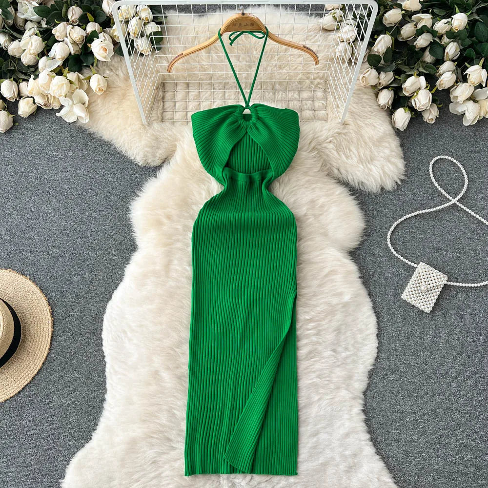 Crochet Bodycon Dress Cut Out Sexy Split Dresses Off Shoulder