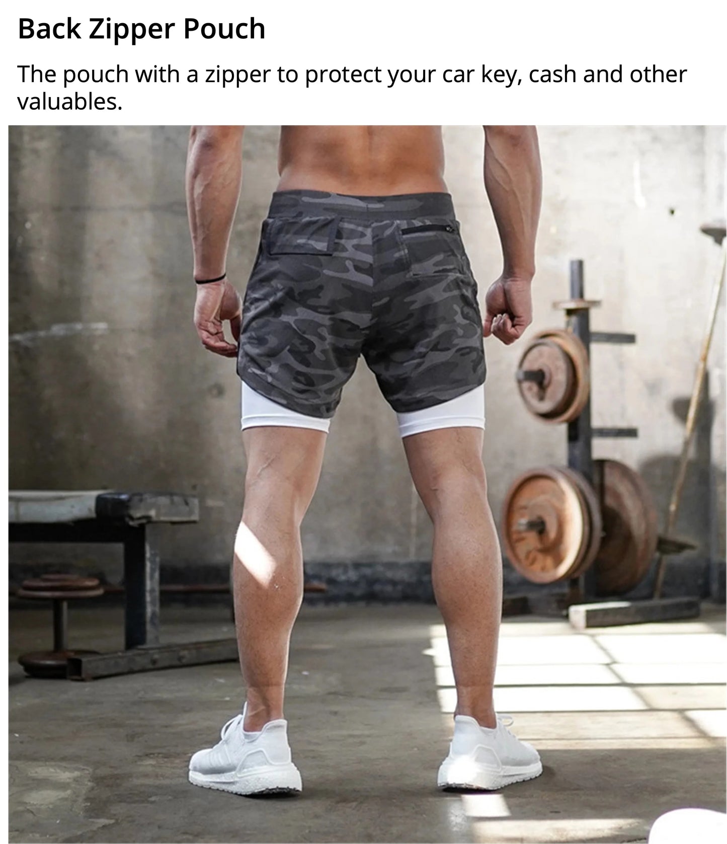 Men Running Shorts 2 In 1 Double Deck Quick Dry Gym Sportswear Fitness