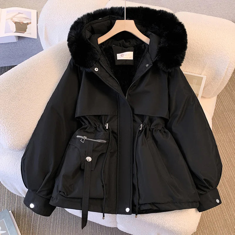 Lined Hood Down Jacket Winter Coat for Women