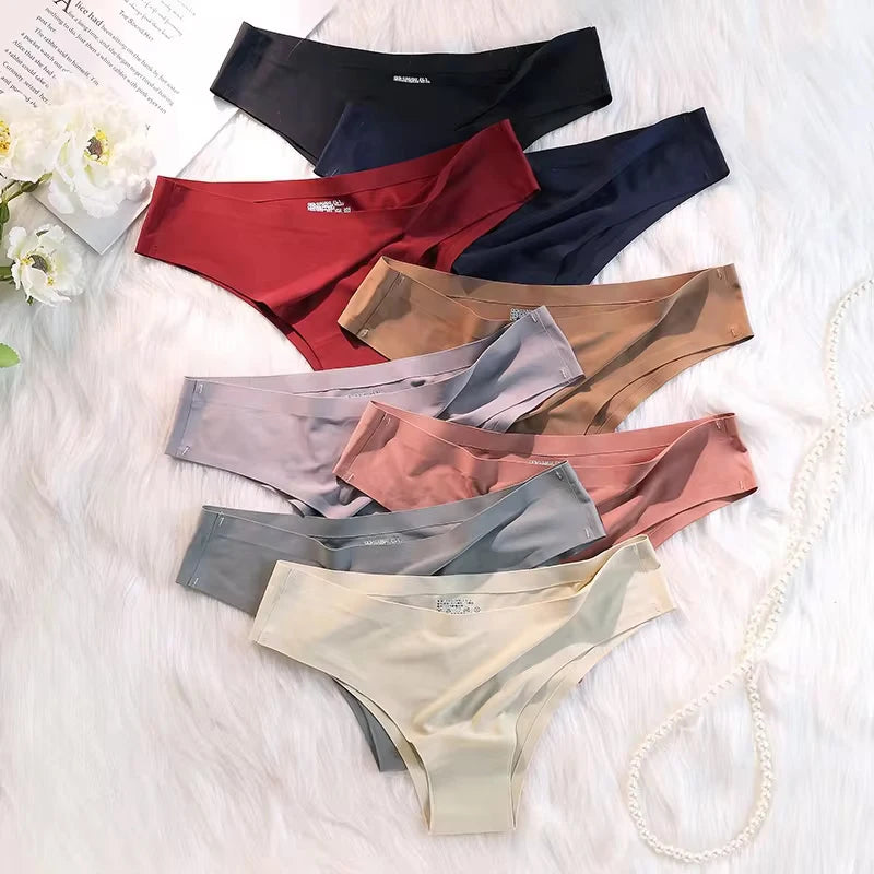 4PCS/Set Seamless Panties Women Sexy Underwear Ice Silk Underpants Low WaistG-string