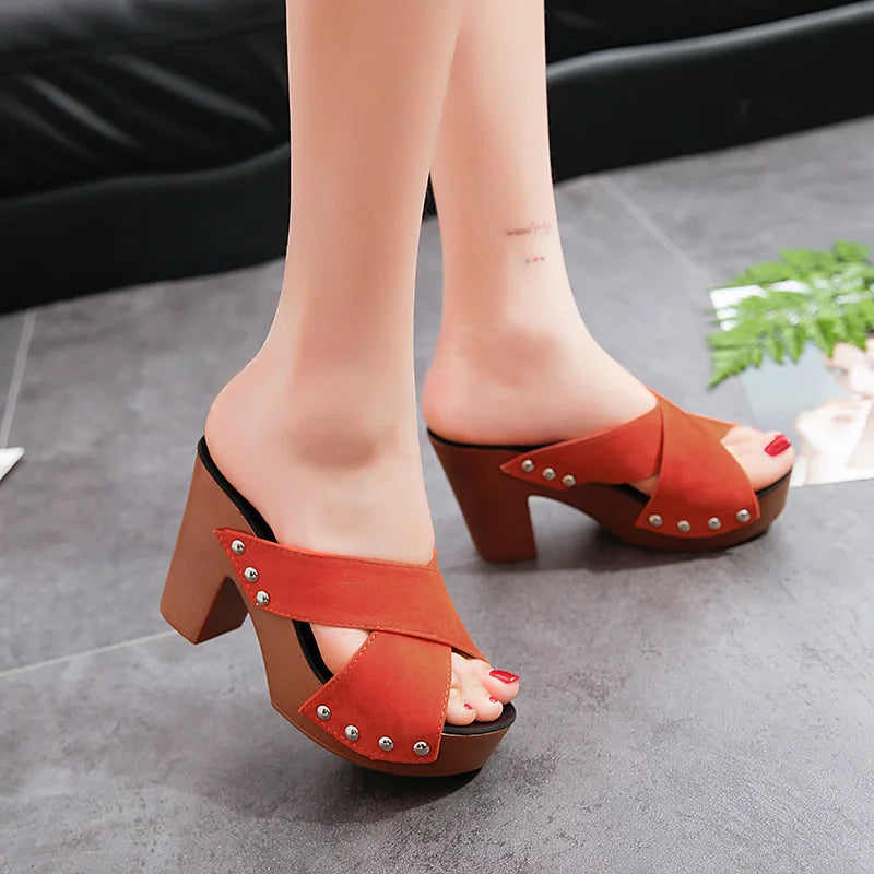 Fashion Slippers Fashion Rivets Open Toe