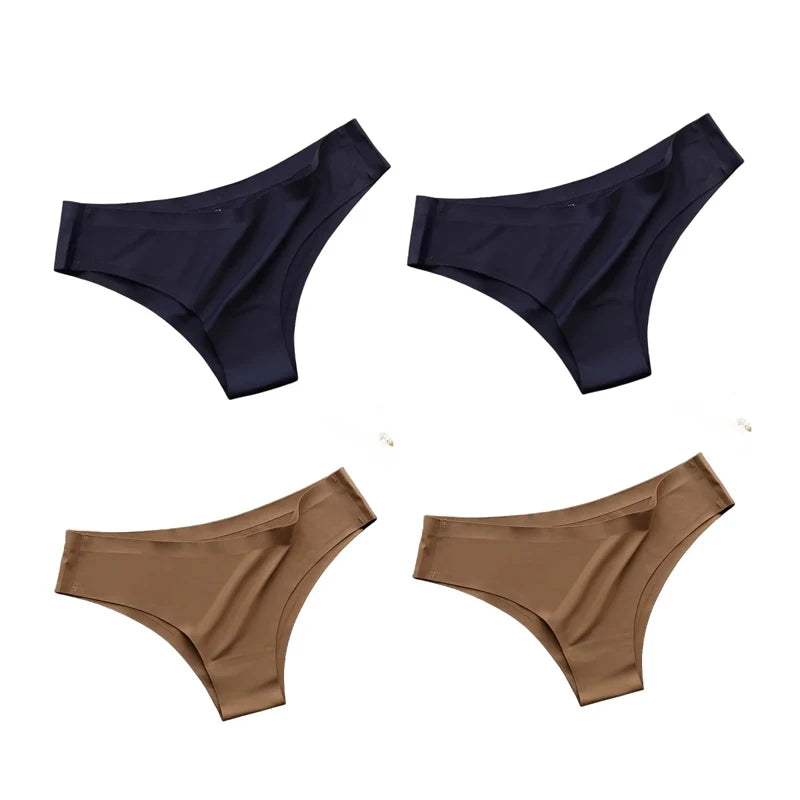 4PCS/Set Seamless Panties Women Sexy Underwear Ice Silk Underpants Low WaistG-string