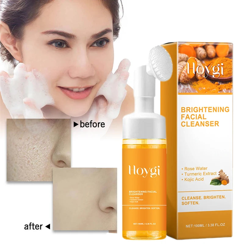 Turmeric Cleansing Mousse Brightening Face Wash Foam  Oil Control Blackhead Remover