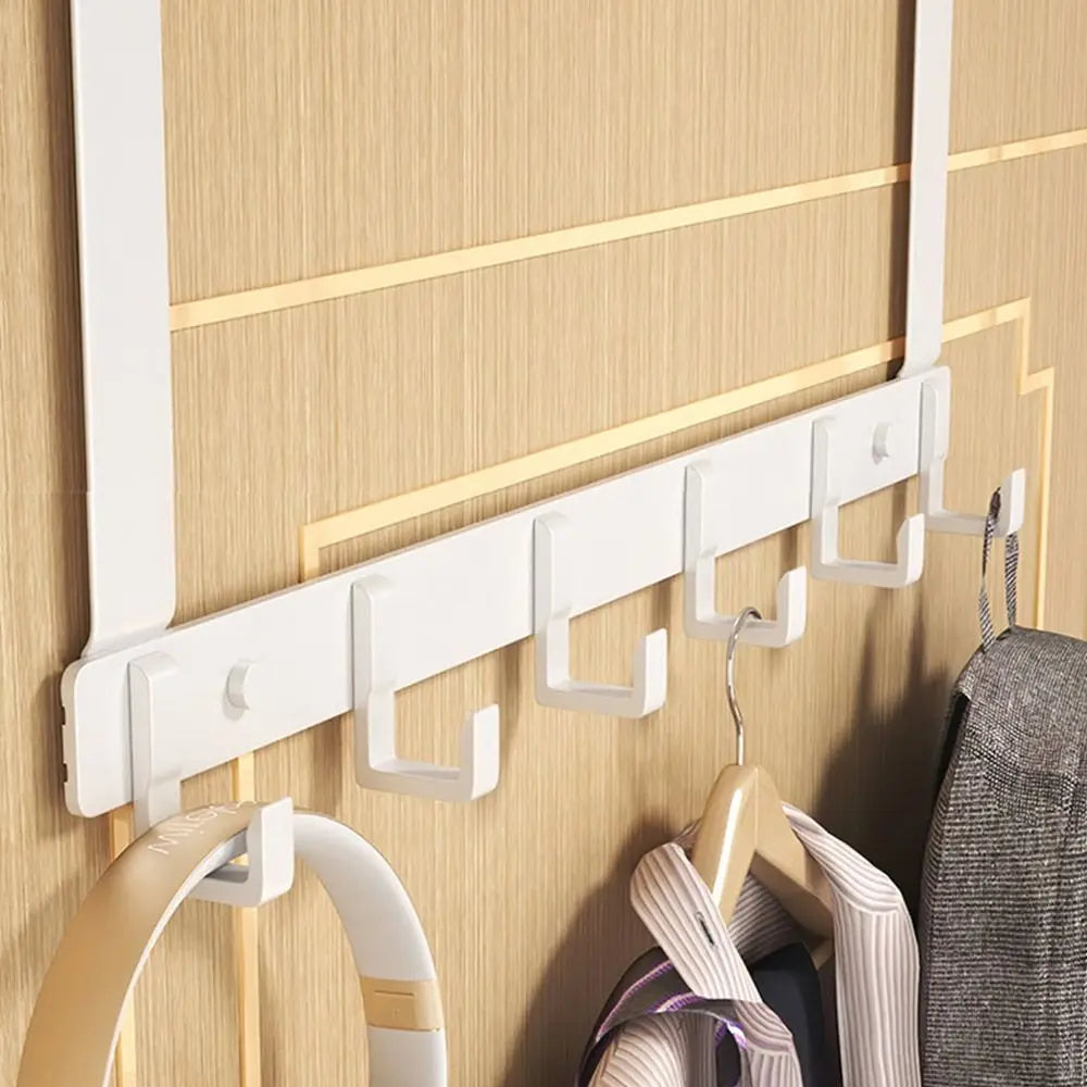 Hooks Over The Door 6 Hooks Clothes Coat Hat Towel Hanger Home Bathroom Organizer Rack Kitchen Accessories Holder