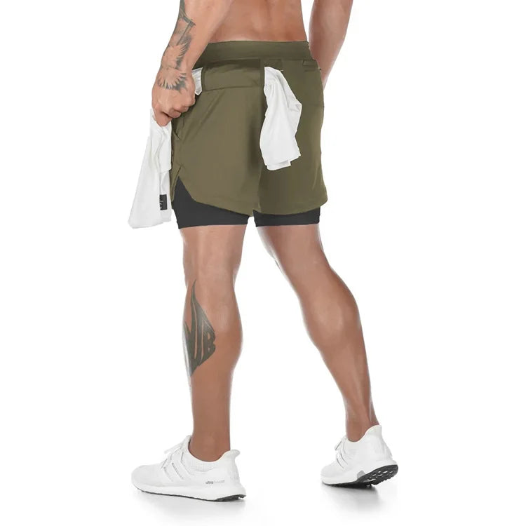 Running Shorts Men 2 In 1 Quick Dry Gym Workout Shorts Double-deck Fitness Training Jogging Short Pants Camo Sport Shorts Men