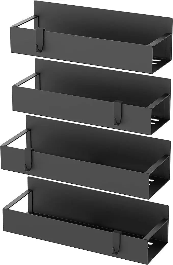 Magnetic Fridge Shelf Spice Storage Rack Refrigerator Side Shelf Black Iron Household Space Saving Kitchen Organizer Shelf