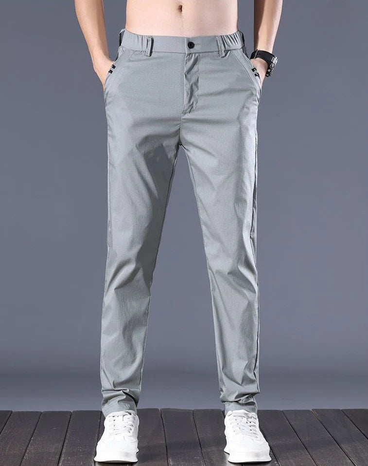 Male Suit Trousers Cotton Gray Straight Business   Classic