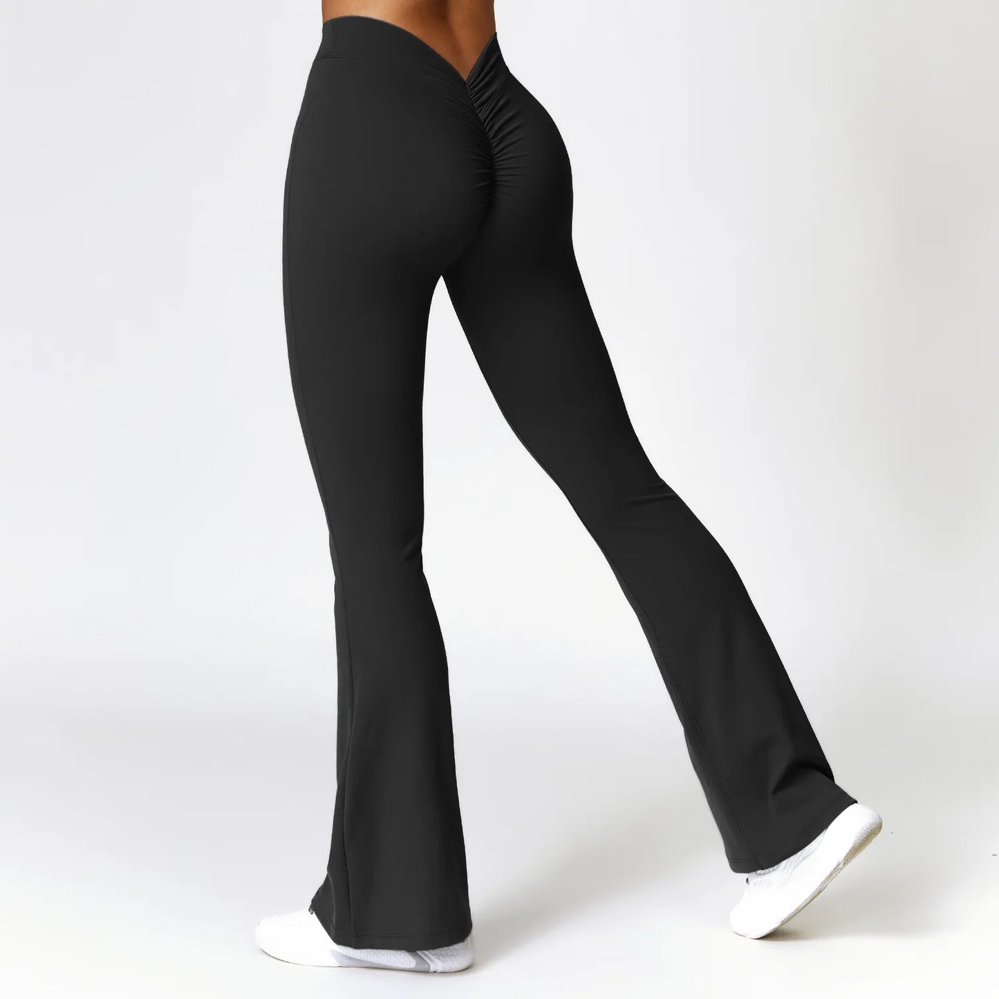 V-shaped Hip Yoga Pants Flare Leggings Women High Waist Wide Leg Pants  Gym Fitness Sports