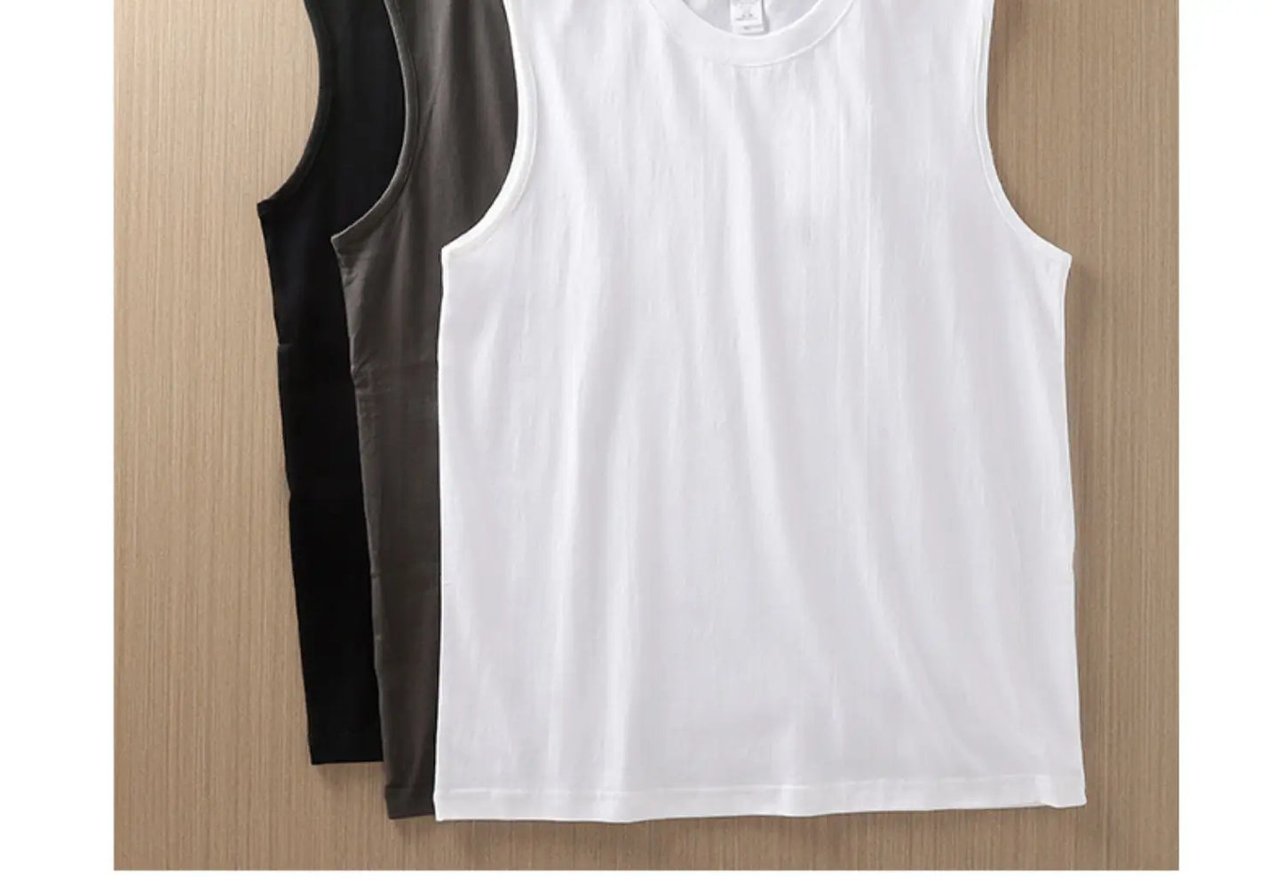 2pcs Solid Color Cotton Men's White Loose Sleeveless T-shirt Basic Models All-match Sports Running Tank Tops