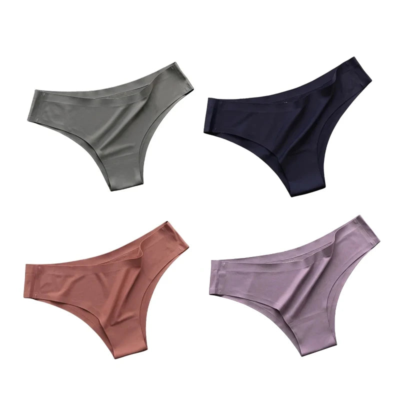 4PCS/Set Seamless Panties Women Sexy Underwear Ice Silk Underpants Low WaistG-string