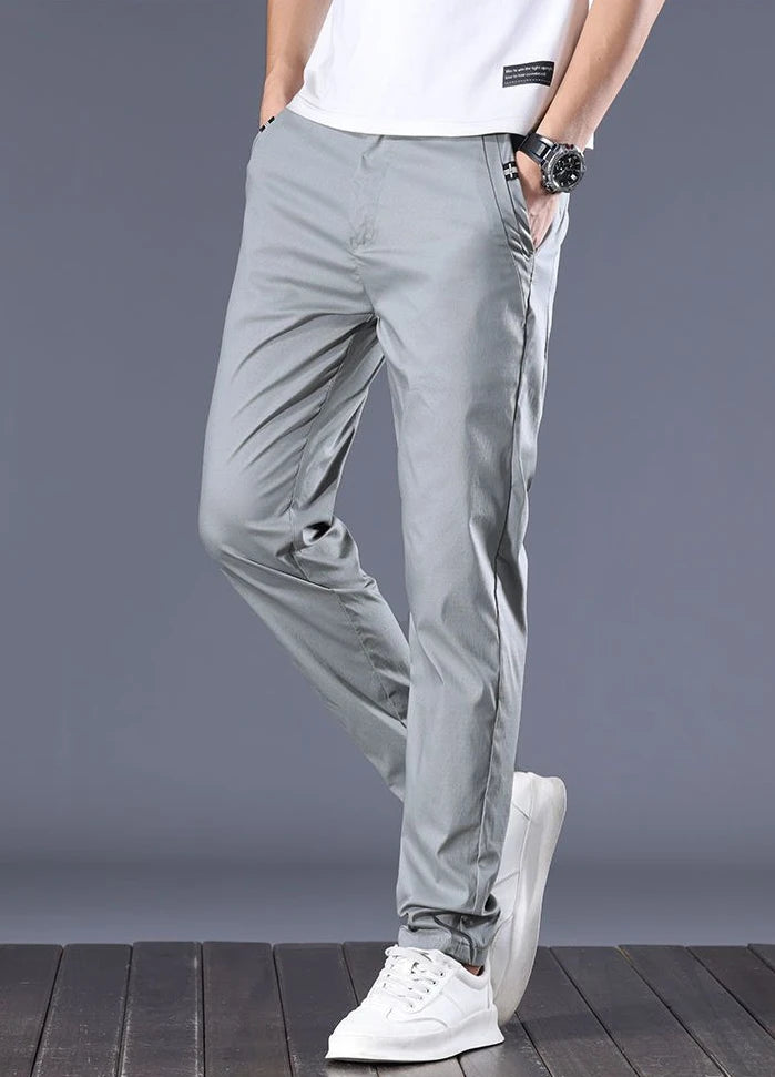 Male Suit Trousers Cotton Gray Straight Business   Classic