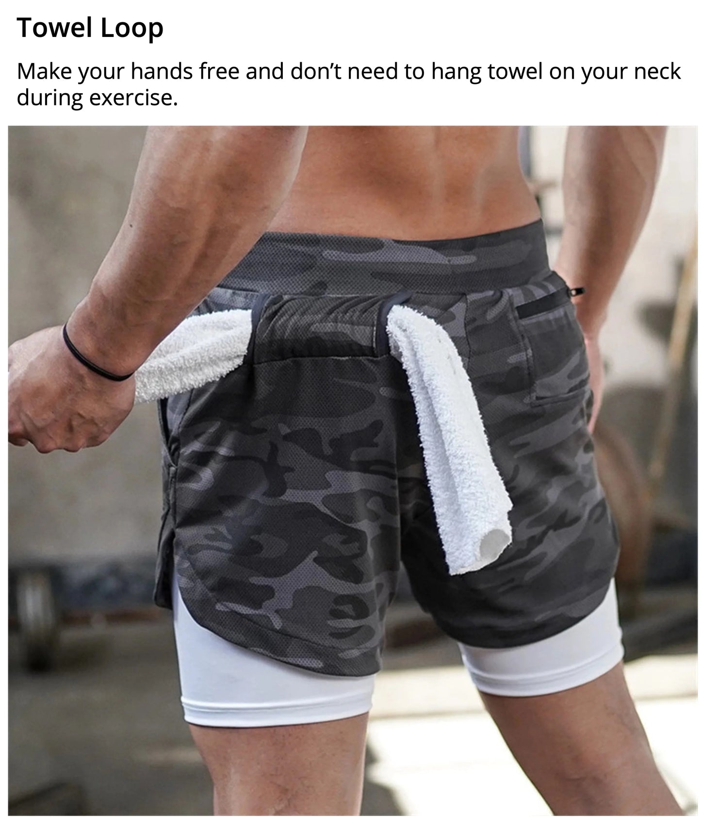 Men Running Shorts 2 In 1 Double Deck Quick Dry Gym Sportswear Fitness