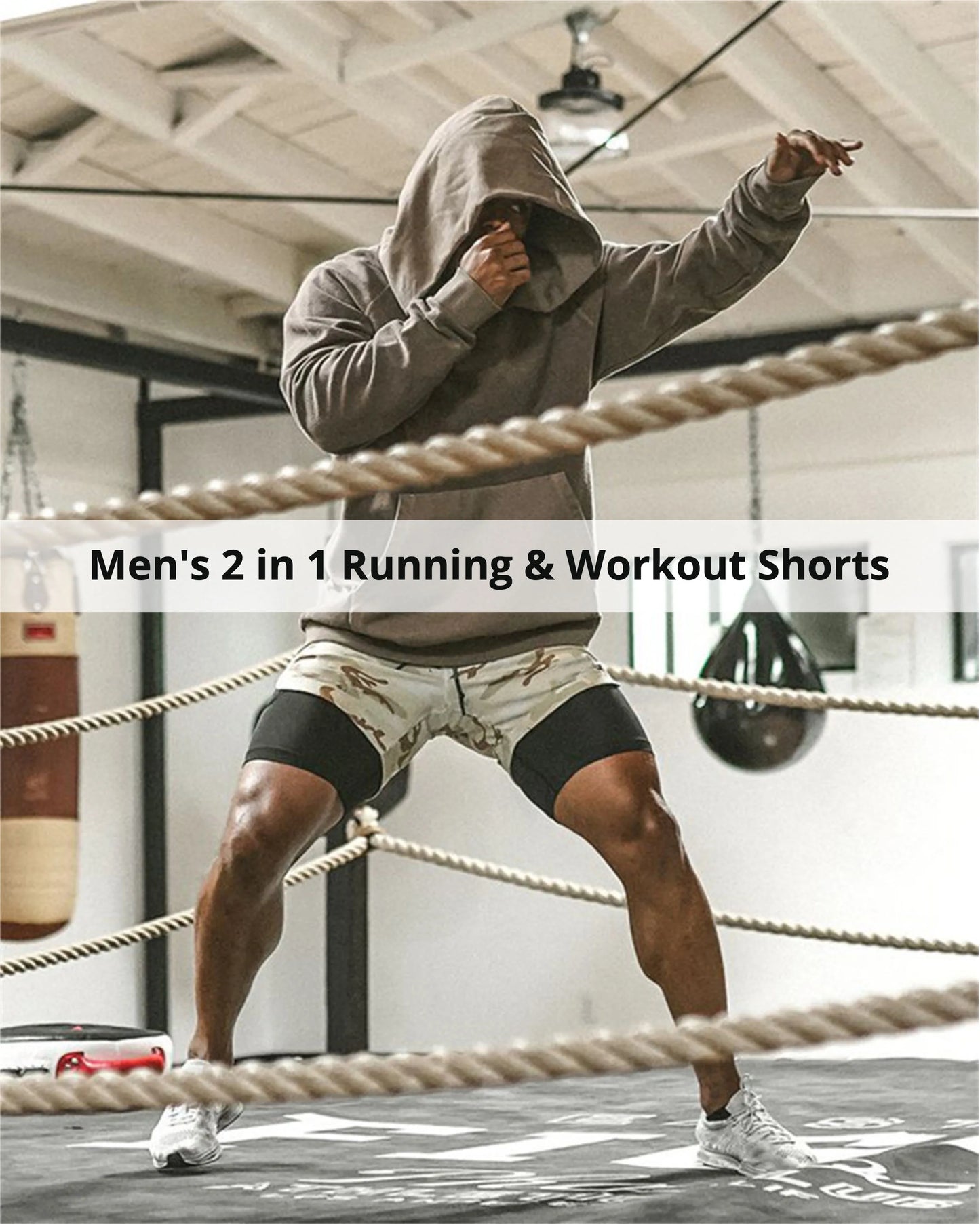 Men Running Shorts 2 In 1 Double Deck Quick Dry Gym Sportswear Fitness