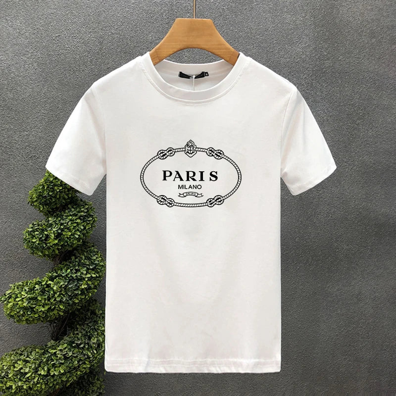 Luxury Brand Paris 100% Cotton High Quality Printing Couple Tees Summer Harajuku For Men/Women Short Sleeve T-shirt Asian Size