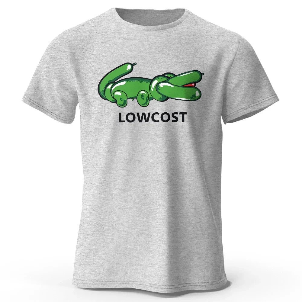 Green Crocodile Print T-shirt Lowcost Crocodile Funny Graphic Men's Short Sleeve Oversized Tee Shirt Men Woman Clothing Summer