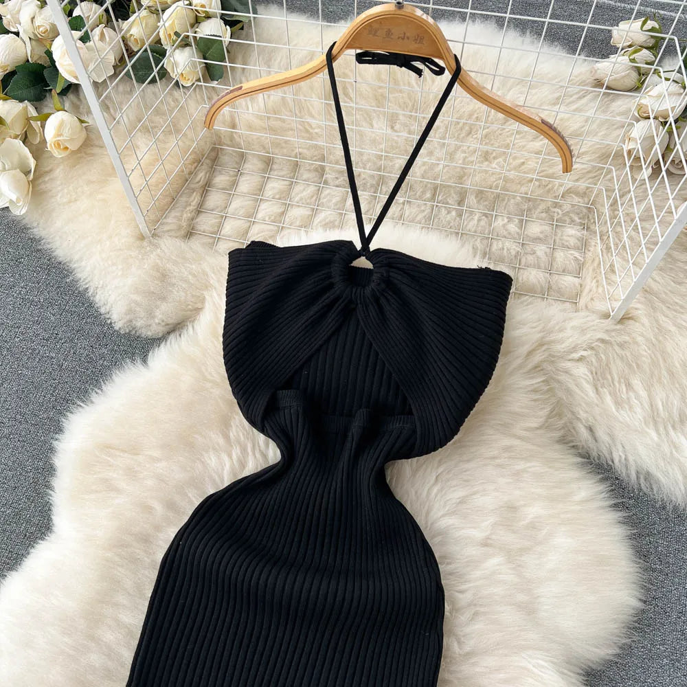 Crochet Bodycon Dress Cut Out Sexy Split Dresses Off Shoulder