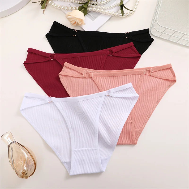 3PCS/Set Women Cotton Panties Sexy Low Rise Panties