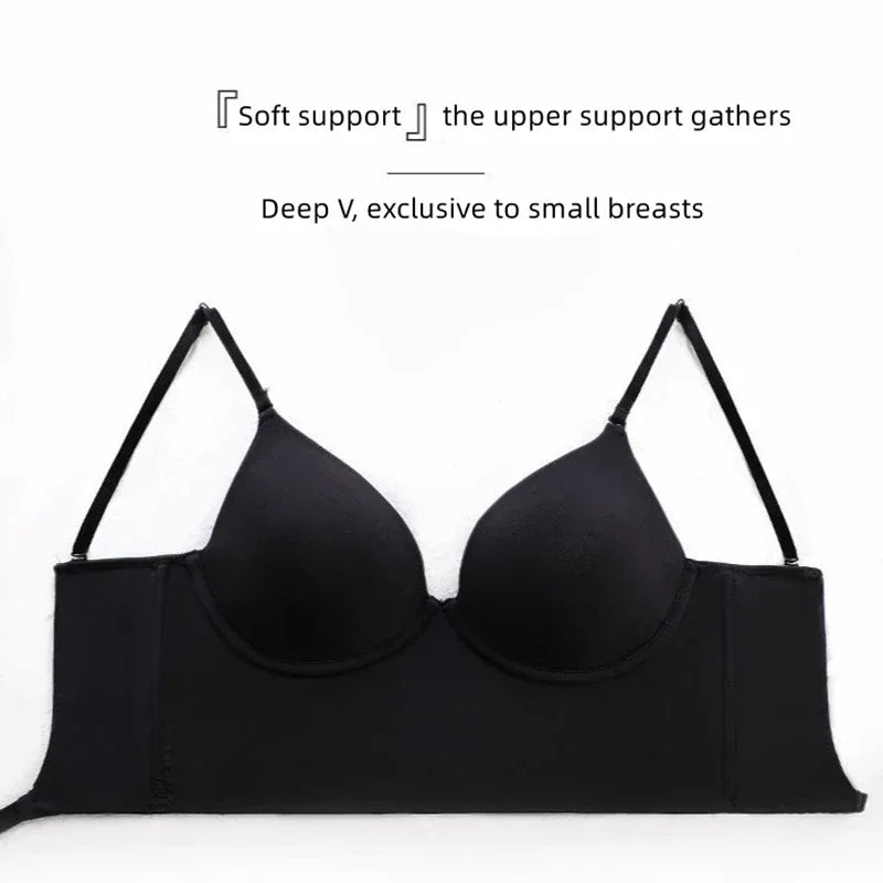 Women's Backless Bra Invisible Bralette Lace Wedding Bras Low Back Underwear Push Up Brassiere Seamless Lingerie Sexy Corset Bra