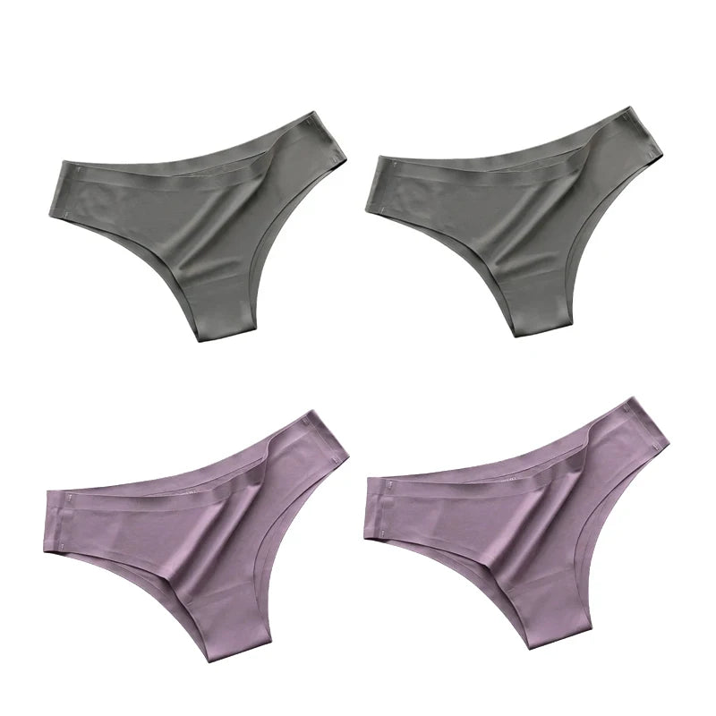 4PCS/Set Seamless Panties Women Sexy Underwear Ice Silk Underpants Low WaistG-string