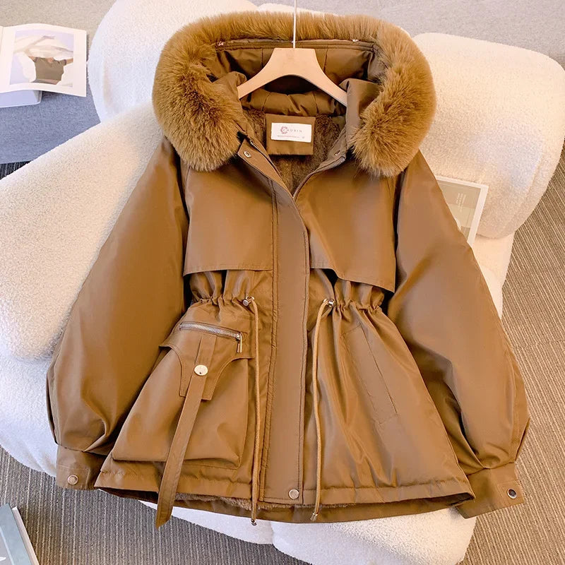 Lined Hood Down Jacket Winter Coat for Women