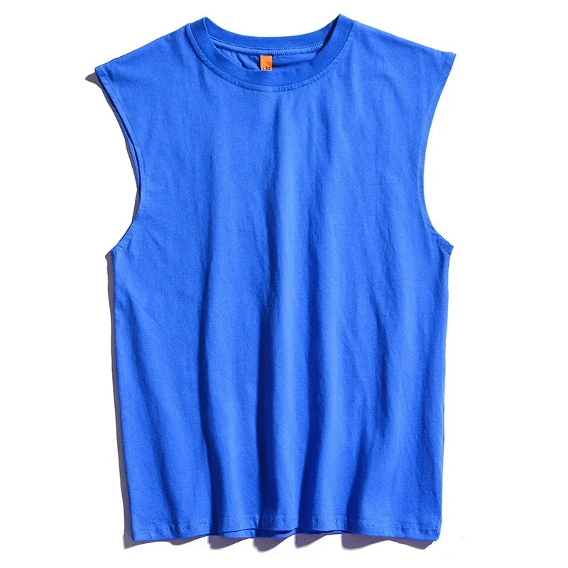 Men's Solid Color Vest Casual Sports  Cotton Round Neck Sleeveless T Shirt