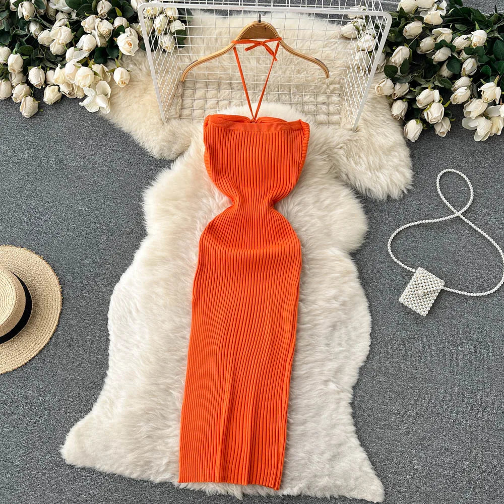 Crochet Bodycon Dress Cut Out Sexy Split Dresses Off Shoulder