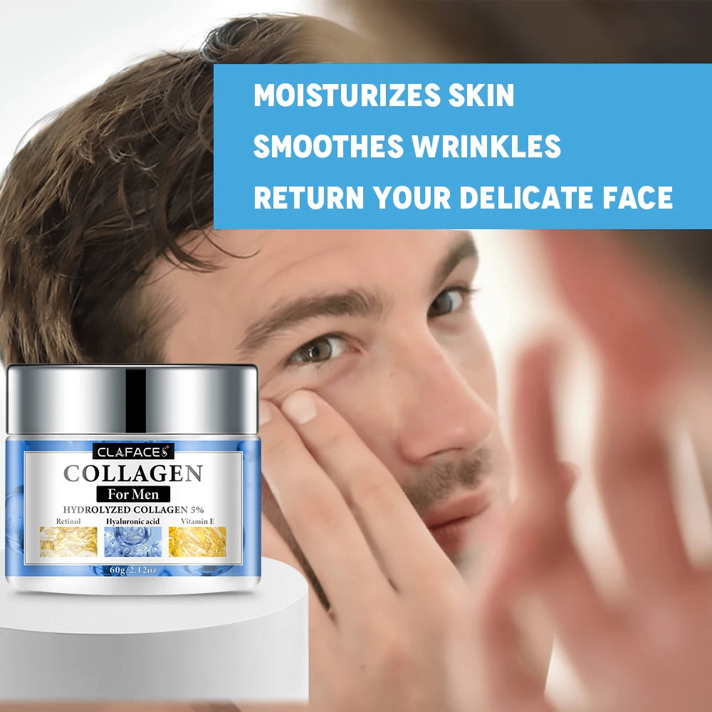 Men's Collagen Face Cream Smoothes Wrinkles on Face Tightens and Moisturizes Skin Protect The Skin Barrier Healthy Facial Care