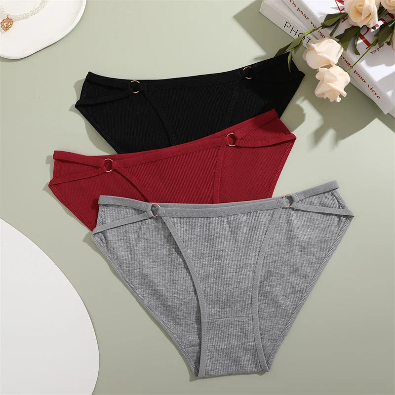 3PCS/Set Women Cotton Panties Sexy Low Rise Panties