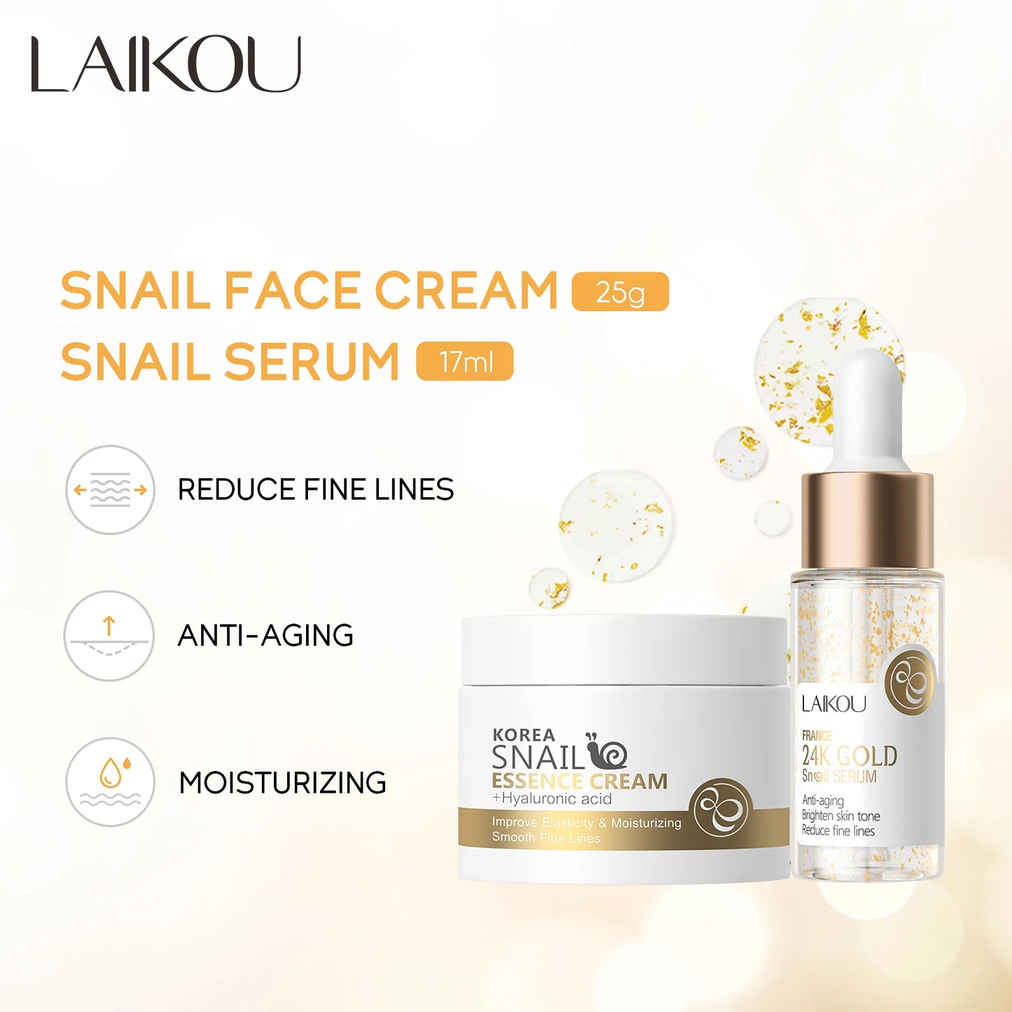 Snail Face Serum and Cream Moisturizing Anti Wrinkle Cream Collagen Nourishing Day Creams Facial Skin Care