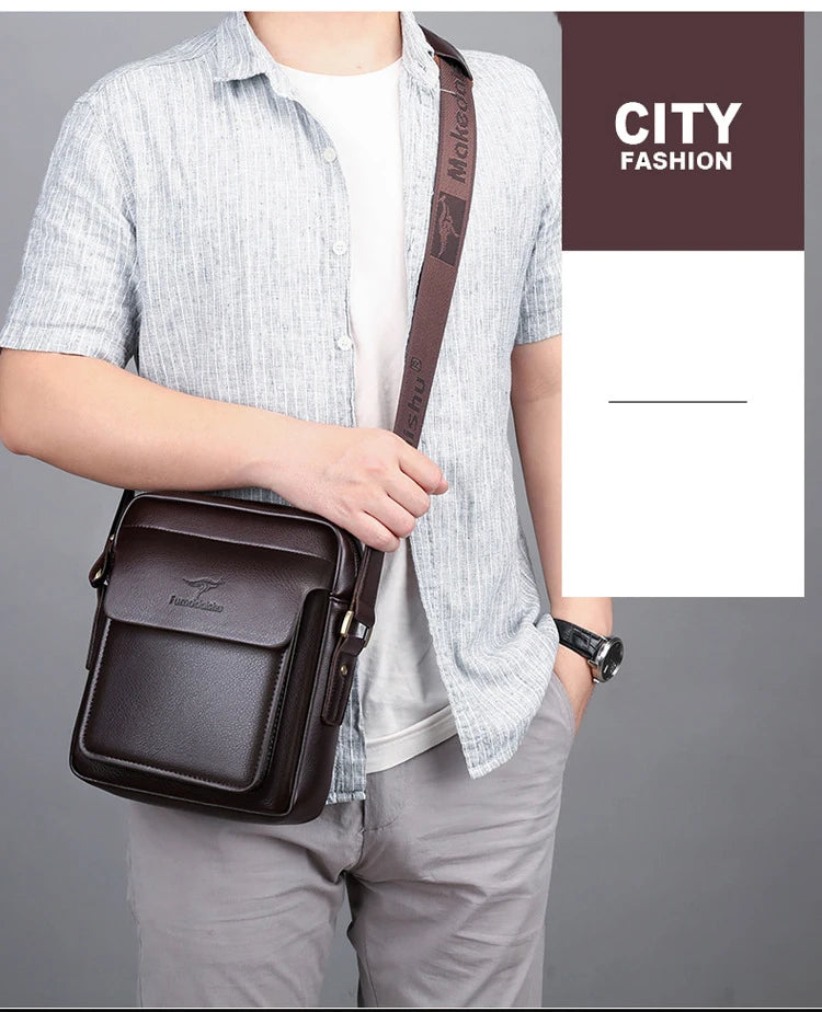 Luxury  Business High Quality Casual Men Bag Vertical Business Leather Shoulder  fashion Man Crossbody Messenger