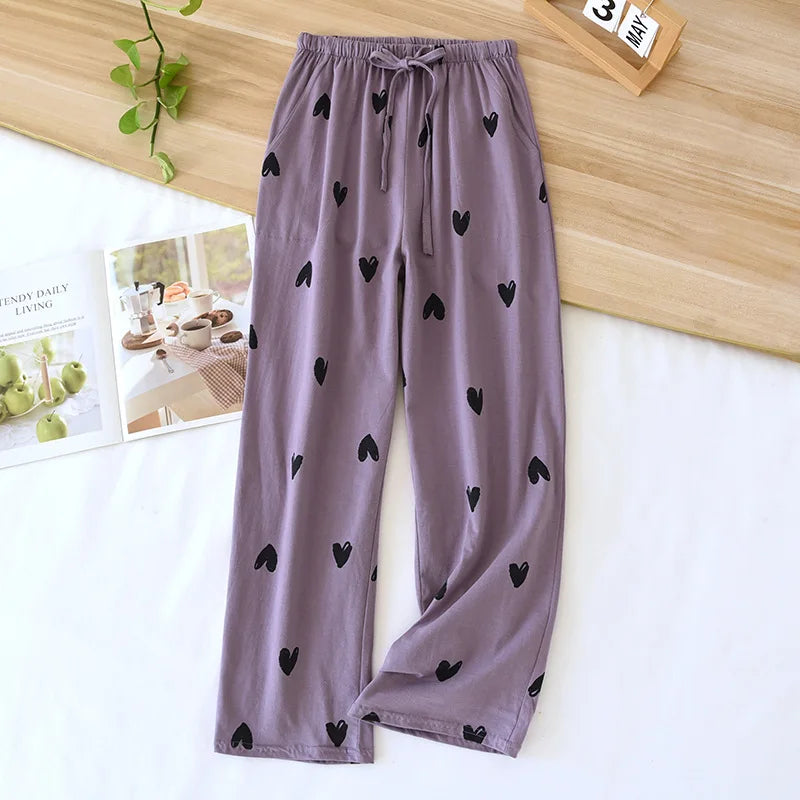 Pure cotton sleep bottoms women pants home trousers casual pajama