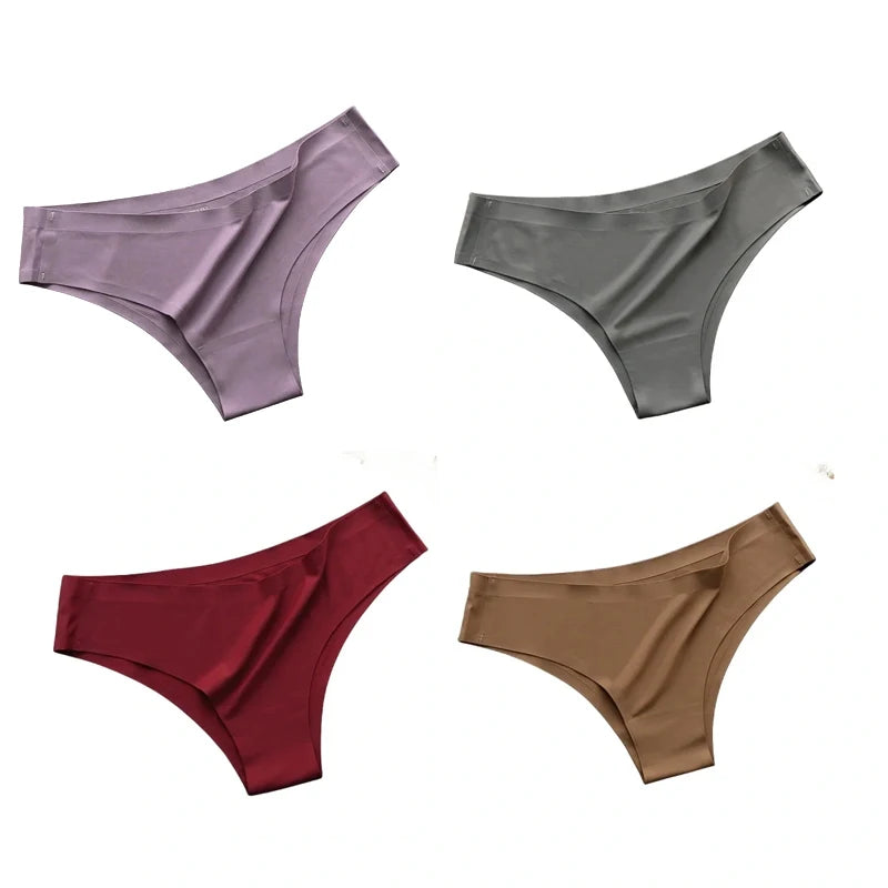 4PCS/Set Seamless Panties Women Sexy Underwear Ice Silk Underpants Low WaistG-string