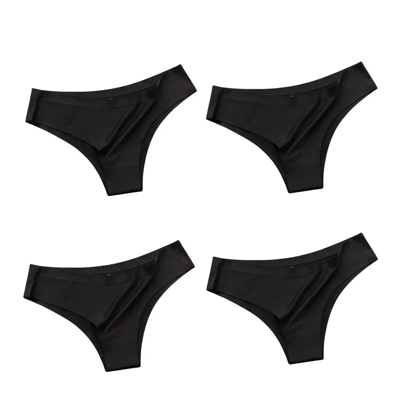 4PCS/Set Seamless Panties Women Sexy Underwear Ice Silk Underpants Low WaistG-string