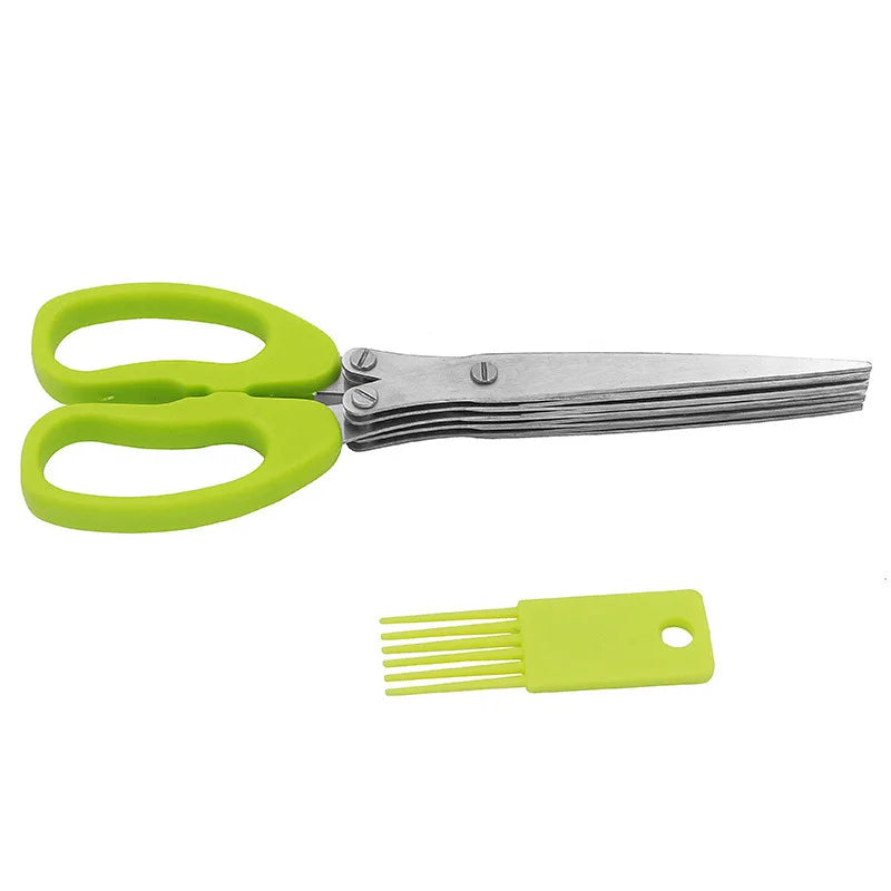 Multifunctional Muti Layers Stainless Steel Knives Multi-Layers KItchen Scissors Scallion Cutter Herb Laver Spices Cook Tool Cut