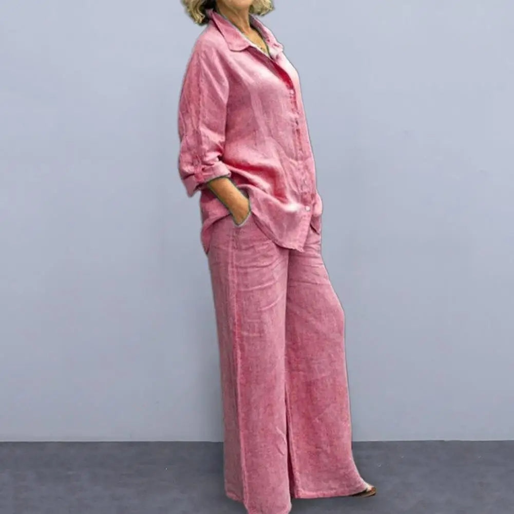 Casual Cotton Linen Two Pieces Set Women