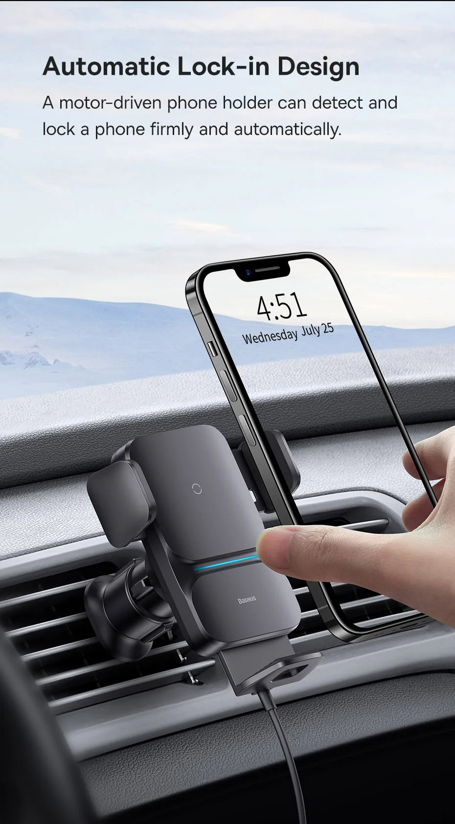 Car Wireless Charger Holder Car Mount Mobile Phone Dashboard Bracket Charger For iPhone  Samsung Qi Wireless Charging 15W